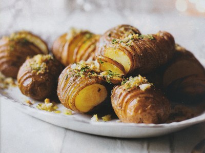 picture of Hasselback potatoes with dill and lemon crumbs
 Potatoes